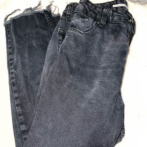 Black denim shorts